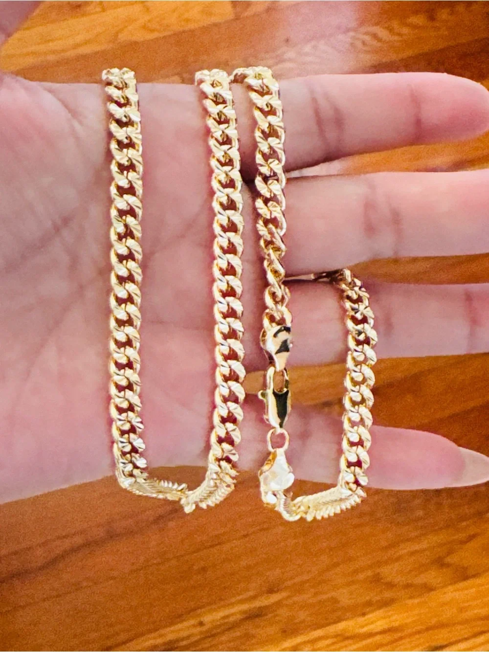 14K Gold Plated statement accent 24” length Cuban link chain necklace.